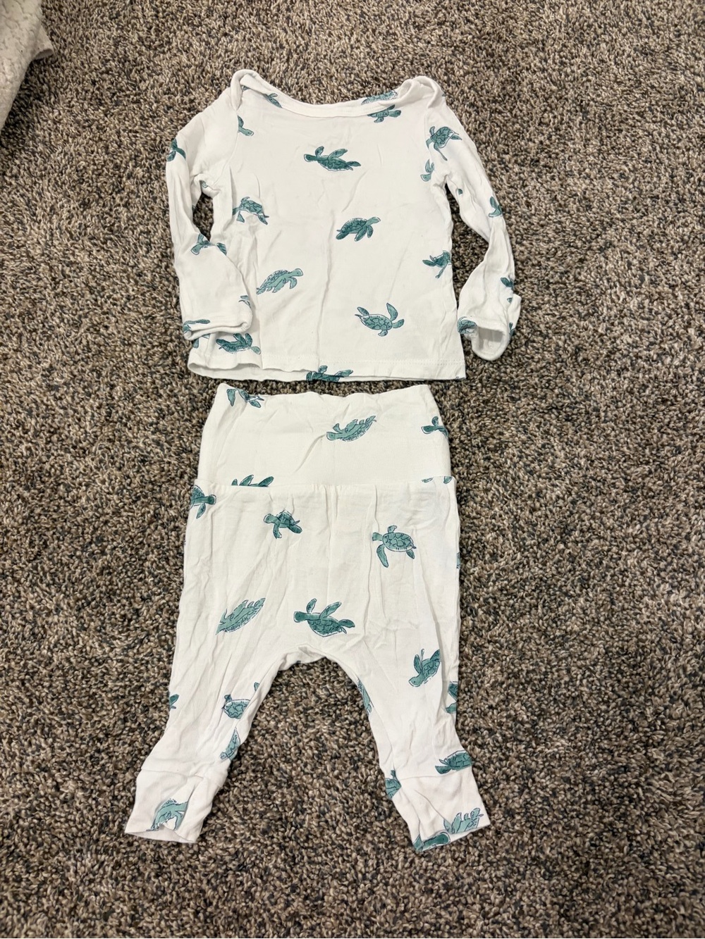 Carter's White Bamboo Pajama Set with Teal Turtle Print